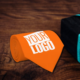 ネオン無地のオレンジ – ロゴの追加 ネクタイ