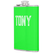 ネオン無地のグリーンカラー名前をカスタムするモノグラム フラスク (左)