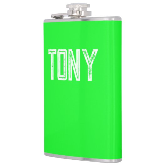 ネオン無地のグリーンカラー名前をカスタムするモノグラム フラスク (左)