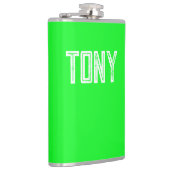 ネオン無地のグリーンカラー名前をカスタムするモノグラム フラスク (右)