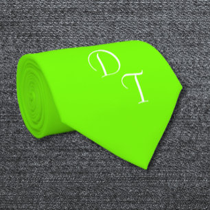 ネオン無地のグリーン – モノグラム ネクタイ