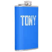 ネオン無地のブルー名前をカスタムするモノグラム フラスク (右)
