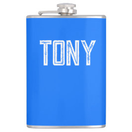 ネオン無地のブルー名前をカスタムするモノグラム フラスク