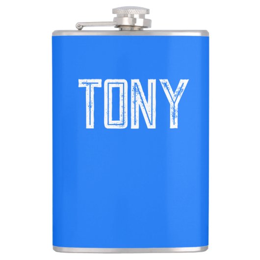 ネオン無地のブルー名前をカスタムするモノグラム フラスク (正面)