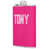ネオン無地のホットピンク名前をカスタムするモノグラム フラスク (左)