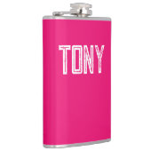 ネオン無地のホットピンク名前をカスタムするモノグラム フラスク (右)