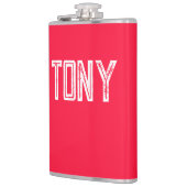 ネオン無地のレッドカラー名前をカスタムするモノグラム フラスク (左)