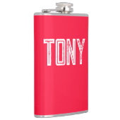 ネオン無地のレッドカラー名前をカスタムするモノグラム フラスク (右)