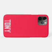 ネオン無地のレッドカラー名前をカスタムするモノグラム Case-Mate iPhoneケース (裏面(横))