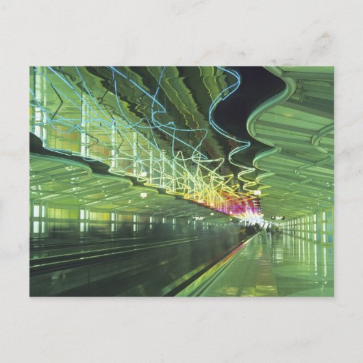 ネオン照明はオヘア空港の廊下にある ポストカード (正面)