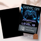 ネオン照明ビデオゲームレベルアップ誕生日 招待状