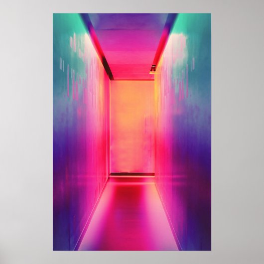 ネオン照明ホットピンク写真明るい色 ポスター (正面)