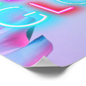 ネオン熱帯フェスティバルパーティー葉ピンク色 ポスター (角)