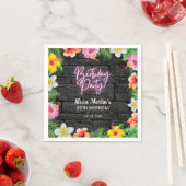 ネオン熱帯林夏ハワイ誕生日パーティー スタンダードカクテルナプキン (インサイチュ)