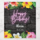 ネオン熱帯林夏ハワイ誕生日パーティー ワインラベル (シングルラベル)