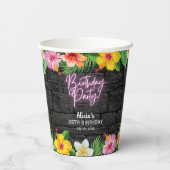 ネオン熱帯林夏ハワイ誕生日パーティー 紙コップ (裏面)