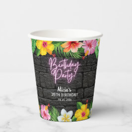 ネオン熱帯林夏ハワイ誕生日パーティー 紙コップ