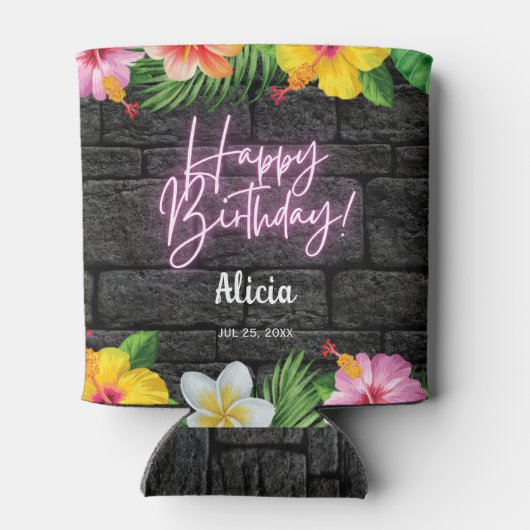 ネオン熱帯林夏ハワイ誕生日パーティー 缶クーラー (裏面)