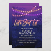 ネオン熱帯誕生日 招待状 (正面/裏面)