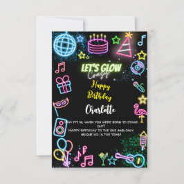 ネオン熱狂するハッピーバースデー カード