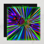 ネオン爆発ライム誕生日 招待状 (正面/裏面)