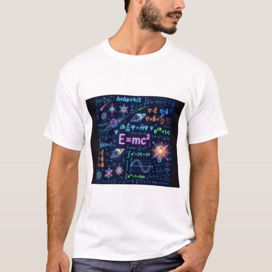 ネオン物理学&数学方程式Tシャツ | サイエンスST Tシャツ (正面)