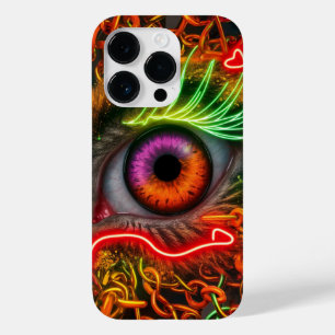 ネオン猫の目のアートワーク鮮やか:カラー、パターン Case-Mate iPhone 14 PROケース