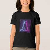 **ネオン猫デザイン - グローイング フューチャリスティック フェライン アート* トライブレンドＴシャツ (正面)