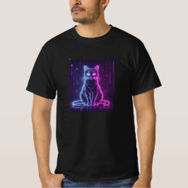 **ネオン猫デザイン - グローイング フューチャリスティック フェライン アート* Tシャツ