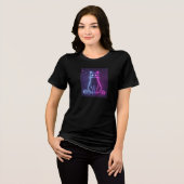 **ネオン猫デザイン - 光る未来派ネコのアート* トライブレンドTシャツ (正面全面)