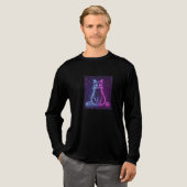 **ネオン猫デザイン - 光る未来的猫アート* トライブレンドＴシャツ (正面全体)