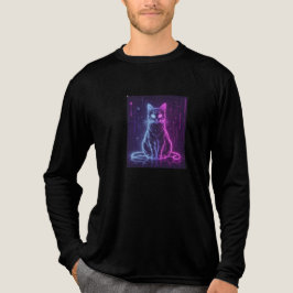 **ネオン猫デザイン - 光る未来的猫アート* トライブレンドTシャツ