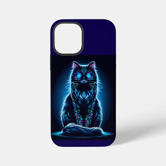 ネオン猫鮮やか背景-97948 iPhoneケース (裏面)
