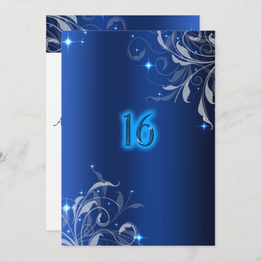 ネオン王室のブルーカスタムSweet sixteen招待状 招待状 (正面/裏面)