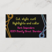 ネオン理容師鋏美容師美しいサロン 名刺 (裏面)