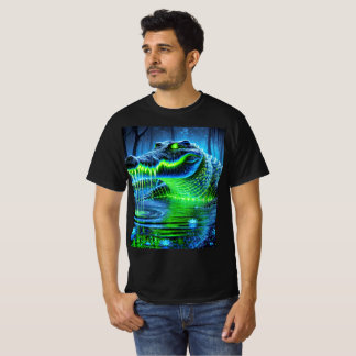 ネオン生物発光クロコダイルTシャツデザイン。 Tシャツ