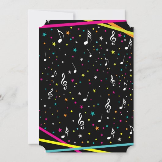 ネオン白熱ダンスのパーティの招待状 招待状 (裏面)