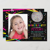 ネオン白熱ダンスパーティー-写真の招待状 招待状 (正面/裏面)