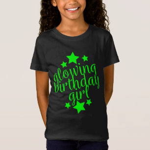 ネオン白熱パーティーの誕生日-女の子のひだのTシャツ Tシャツ