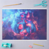 ネオン白熱［赤熱］光を放つイン暗いスカル海賊の分離 薄葉紙 (クラフト)