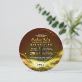 ネオン白熱［赤熱］光を放つスターズバルミツワー招待状金ゴールド 招待状 (スタンド正面)