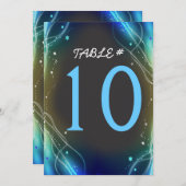 ネオン白熱［赤熱］光を放つスターズバー（ユダヤ教の）バル・ミツバーテーブル番号カード 招待状 (正面/裏面)