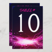 ネオン白熱［赤熱］光を放つスターズバー（ユダヤ教の）バル・ミツバーテーブル番号カード 招待状 (正面/裏面)