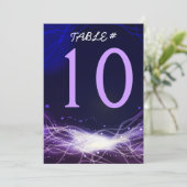 ネオン白熱［赤熱］光を放つスターズバー（ユダヤ教の）バル・ミツバーテーブル番号カード 招待状 (スタンド正面)