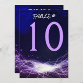 ネオン白熱［赤熱］光を放つスターズバー（ユダヤ教の）バル・ミツバーテーブル番号カード 招待状 (正面/裏面)