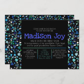 ネオン白熱［赤熱］光を放つスターズユダヤベビー命名招待状 招待状 (正面/裏面)