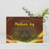 ネオン白熱［赤熱］光を放つスターズユダヤベビー命名招待状 招待状 (スタンド正面)