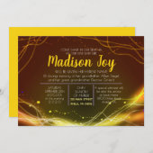 ネオン白熱［赤熱］光を放つスターズユダヤベビー命名招待状 招待状 (正面/裏面)