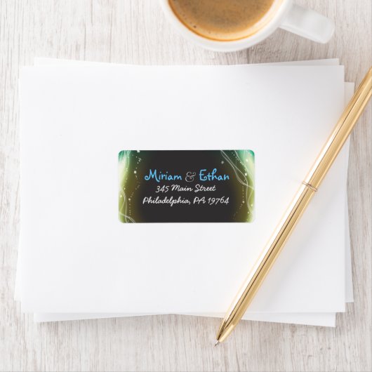 ネオン白熱［赤熱］光を放つスターズユダヤ結婚式招待状 ラベル (インサイチュ)