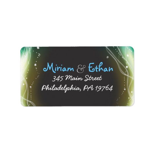 ネオン白熱［赤熱］光を放つスターズユダヤ結婚式招待状 ラベル (正面)